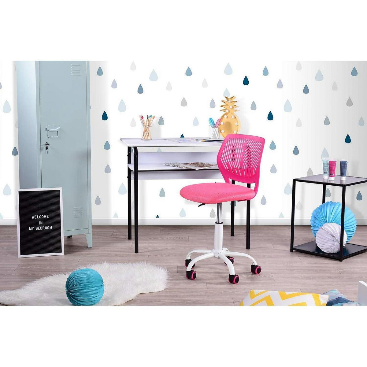 SCHREIBTISCHSTUHL 2er Set Rosa Stoff Höhenverstellbar - Rosa, Kunststoff (38.5/75/40cm)