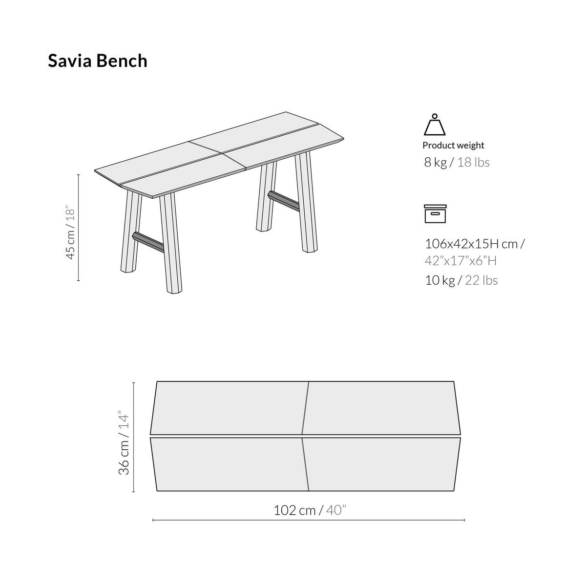 BANK Savia schwarze Details - Eichefarben/Schwarz, Holz (102/45/36cm) - Woodendot