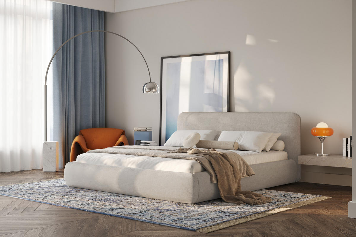 POLSTERBETT ODETTE mit Bettkasten, Beige Wind 05 - 180x200 cm - Beige/Naturfarben, Holz/Textil (180/200cm) - mybed.