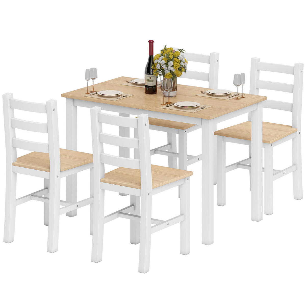 ESSGRUPPE mit 1 Tisch und 4 Stühlen Naturfarben 108.0/65.0/75.0 cm - Naturfarben, Holz (65/75/108cm)