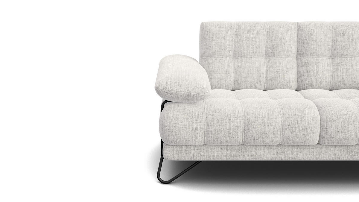 SOFA BUBBARA 2-Sitzer, creme - Creme/Schwarz, Holz/Textil (185/87/96cm) - Courtois Laville