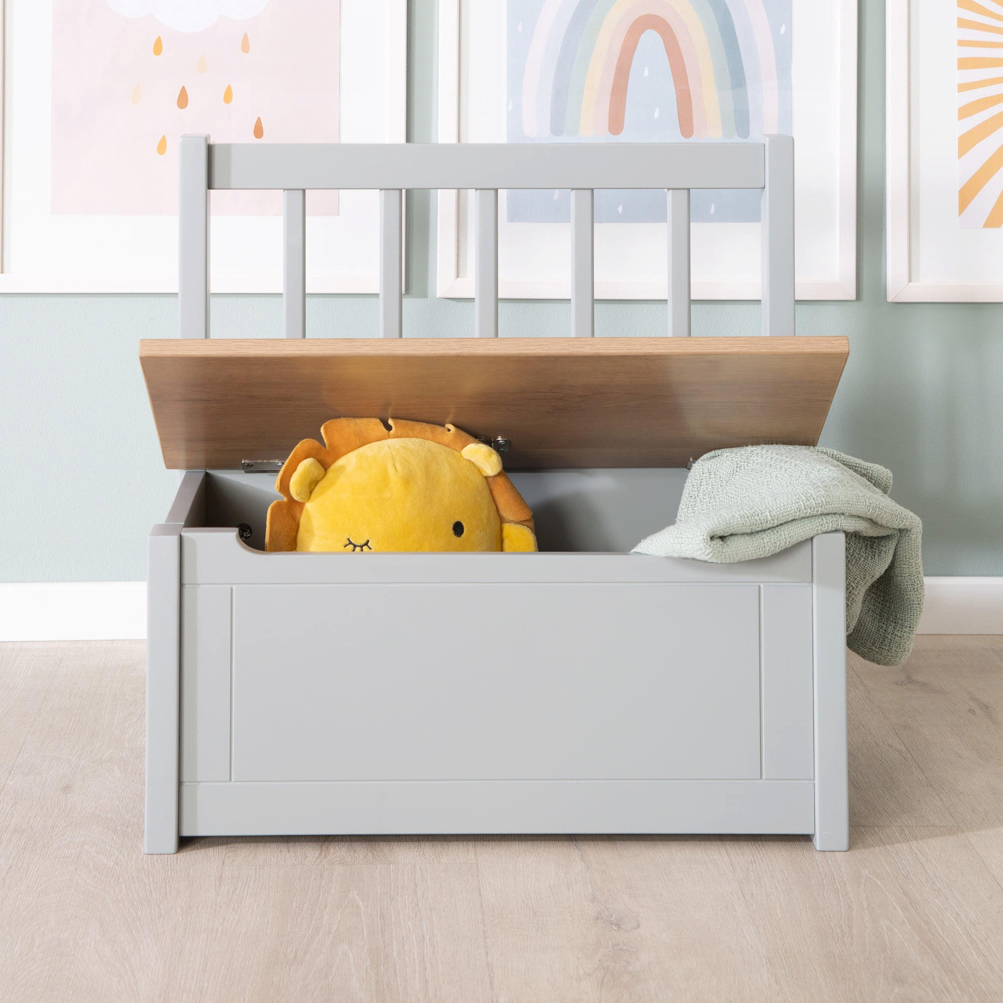 KINDERTRUHENBANK Woody natur / taupe - Taupe, Holzwerkstoff (56/53/28cm) - Roba