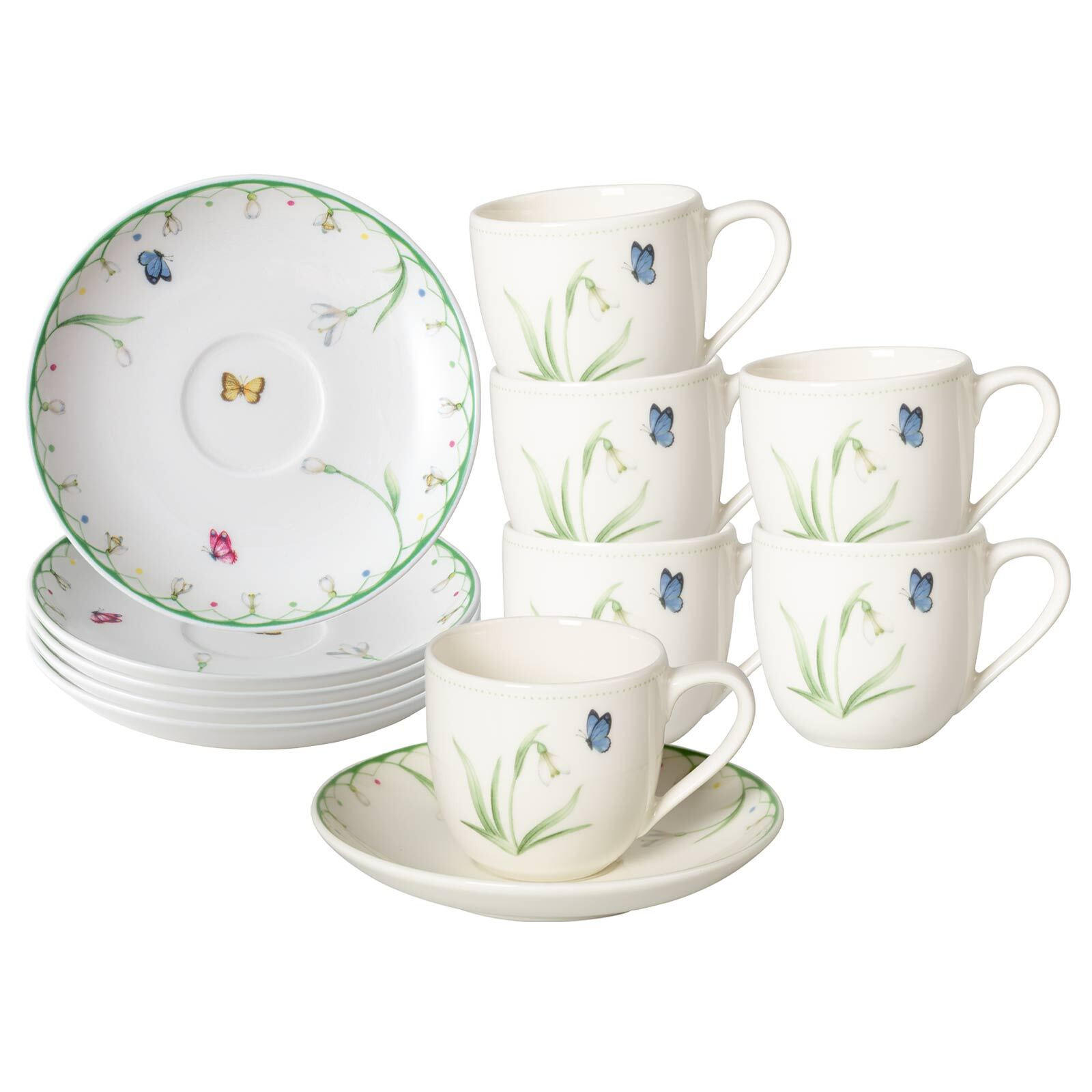 ESPRESSOTASSEN MIT UNTERTASSEN Colourful Spring bunt 100 ml 6er Set - Multicolor, Keramik (11.7/7.7/11.7cm) - Villeroy & Boch