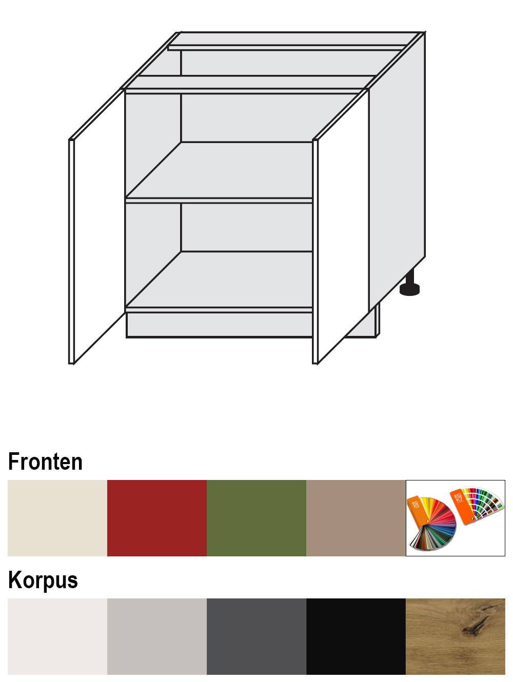 UNTERSCHRANK Brerra D11/80 80 / 50 / 82 cm - Weiß/Grün, Holz/Holzwerkstoff (80/82/50cm) - Feldmann-Wohnen