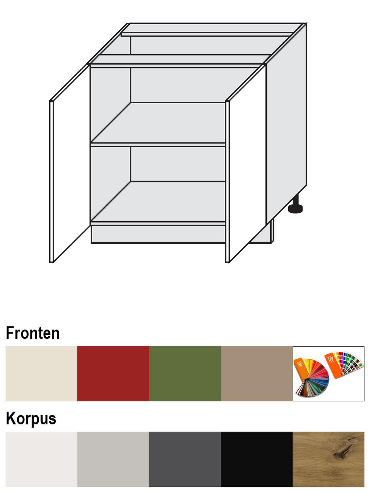 UNTERSCHRANK Brerra D11/80 80 / 50 / 82 cm - Creme/Schwarz, Holz/Holzwerkstoff (80/82/50cm) - Feldmann-Wohnen