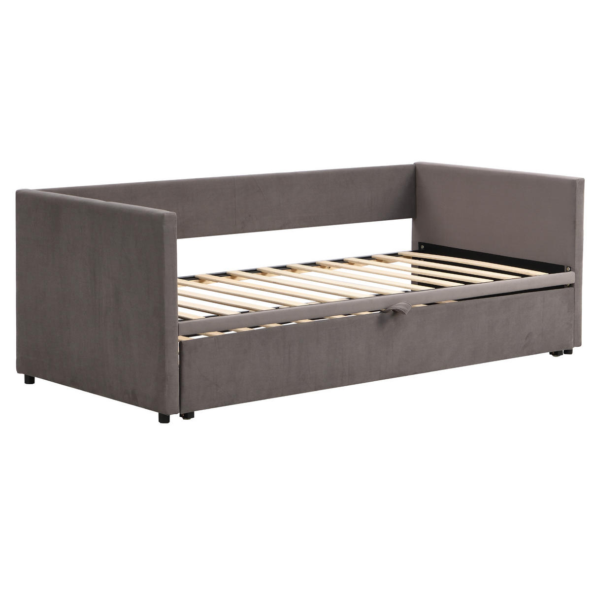 POLSTERBETT 90/200 cm mit Ausziehfunktion auf 180/200 cm und Lattenrost, Samt, Grau - Grau, Textil (90/200cm) - Redom