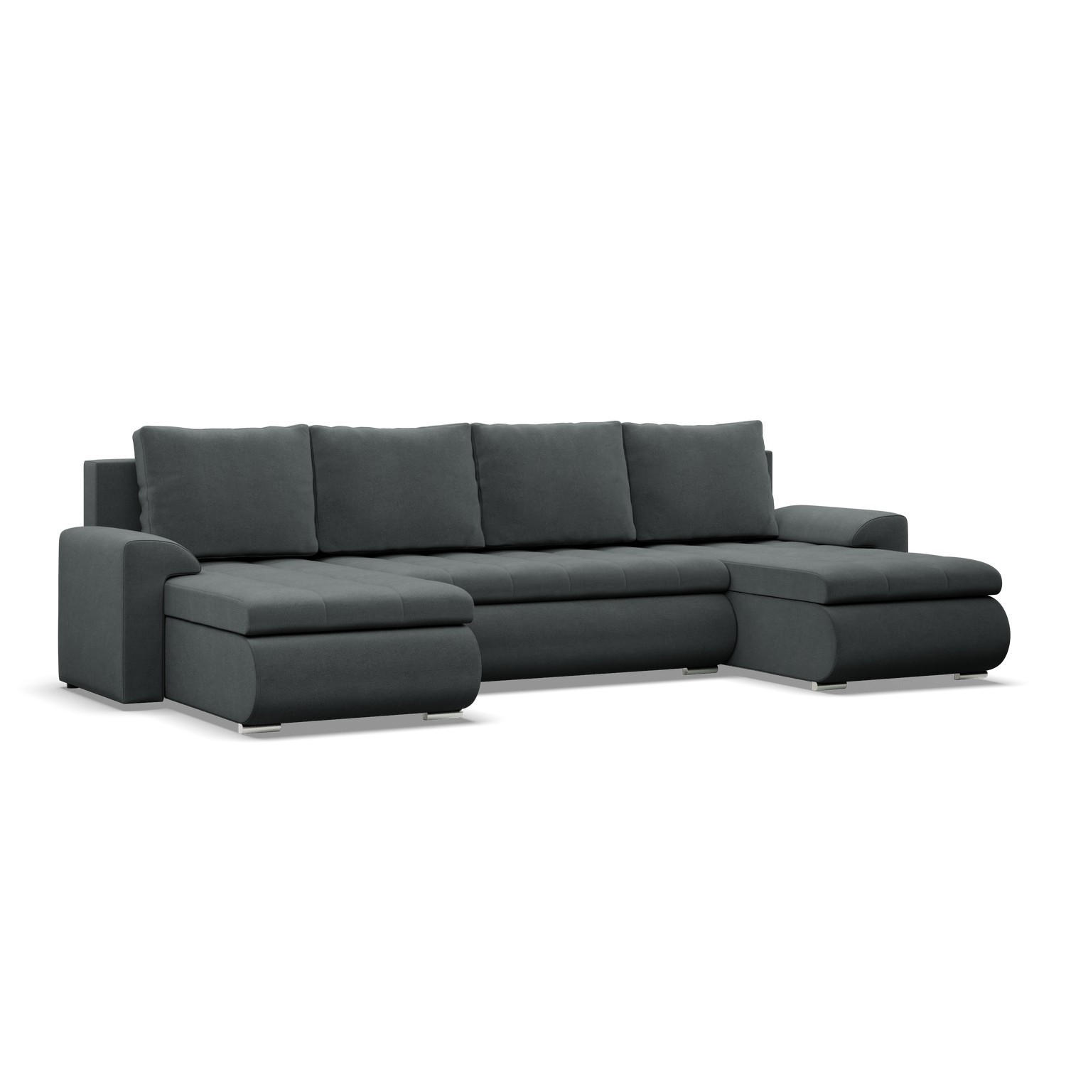 U-SOFA MIT SCHLAFFUNKTION FORESTA, Dunkelgrau - Dunkelgrau, Textil (302/89/159cm)