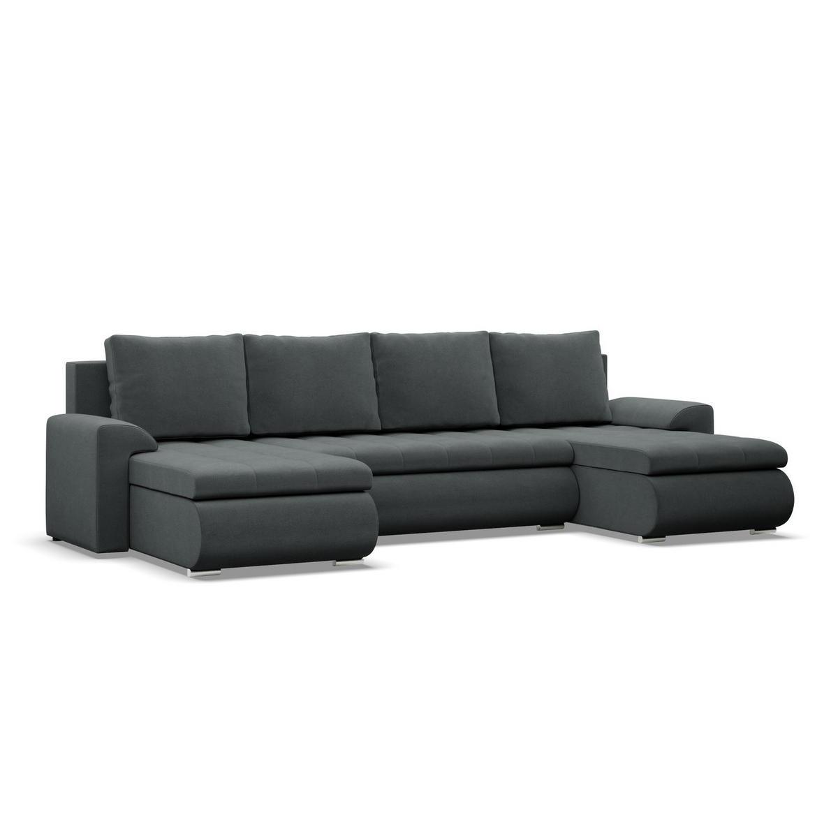 U-SOFA MIT SCHLAFFUNKTION FORESTA, Dunkelgrau - Dunkelgrau, Textil (302/89/159cm)