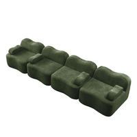 SOFA 384×98×70 cm aus Samt rahmenlos modular 4-Sitzer, grün - Grün, Textil (98/70/384cm) - Luhomfu