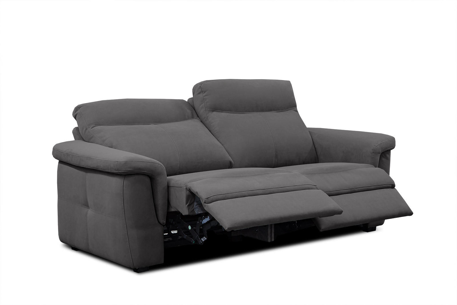 SOFA JONES 2-Sitzer mit 2 Relaxfunktionen, anthrazit - Anthrazit/Schwarz, Holz/Kunststoff (166/102/99cm) - Courtois Laville