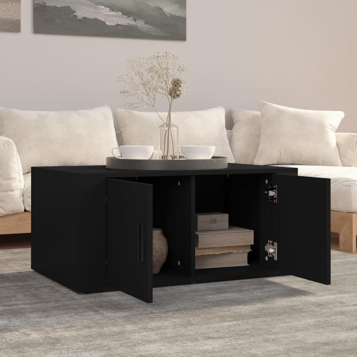 COUCHTISCH Schwarz 80x50x36 cm Holzwerkstoff - Schwarz, Holzwerkstoff (80/50/36cm) - furnicato