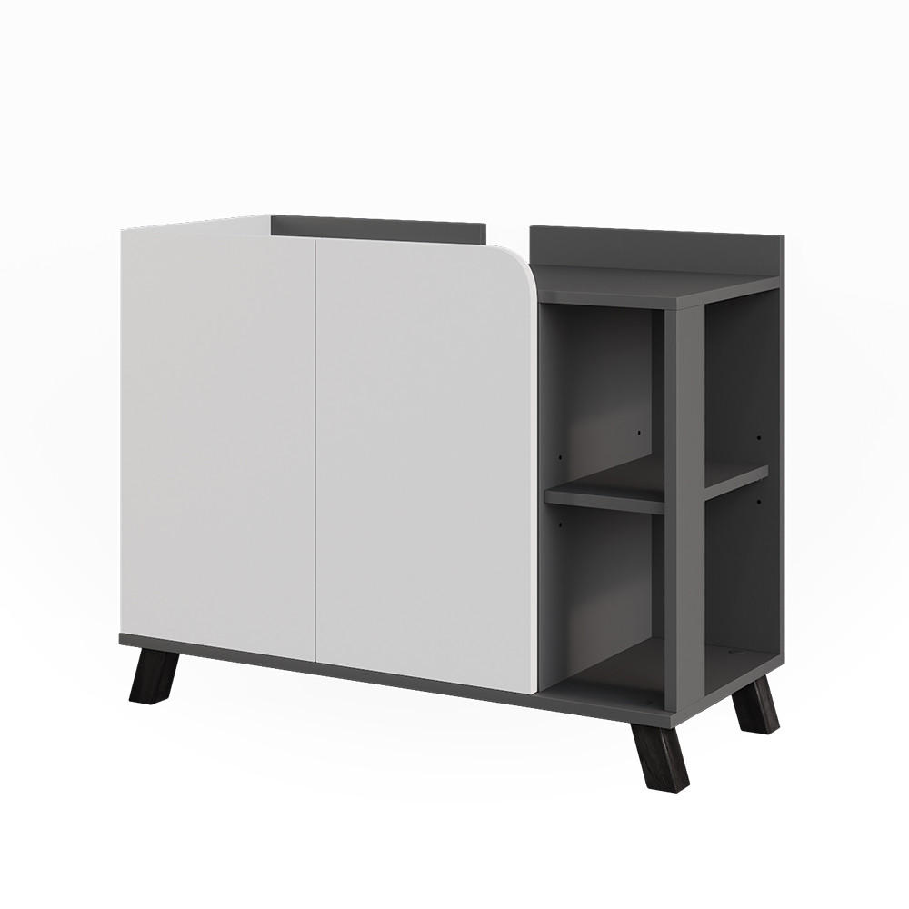 WASCHBECKENUNTERSCHRANK Karen Anthrazit/Weiß 80 x 65 cm mit 2 Türen - Anthrazit/Weiß, Holzwerkstoff (80/65/35cm) - Vicco