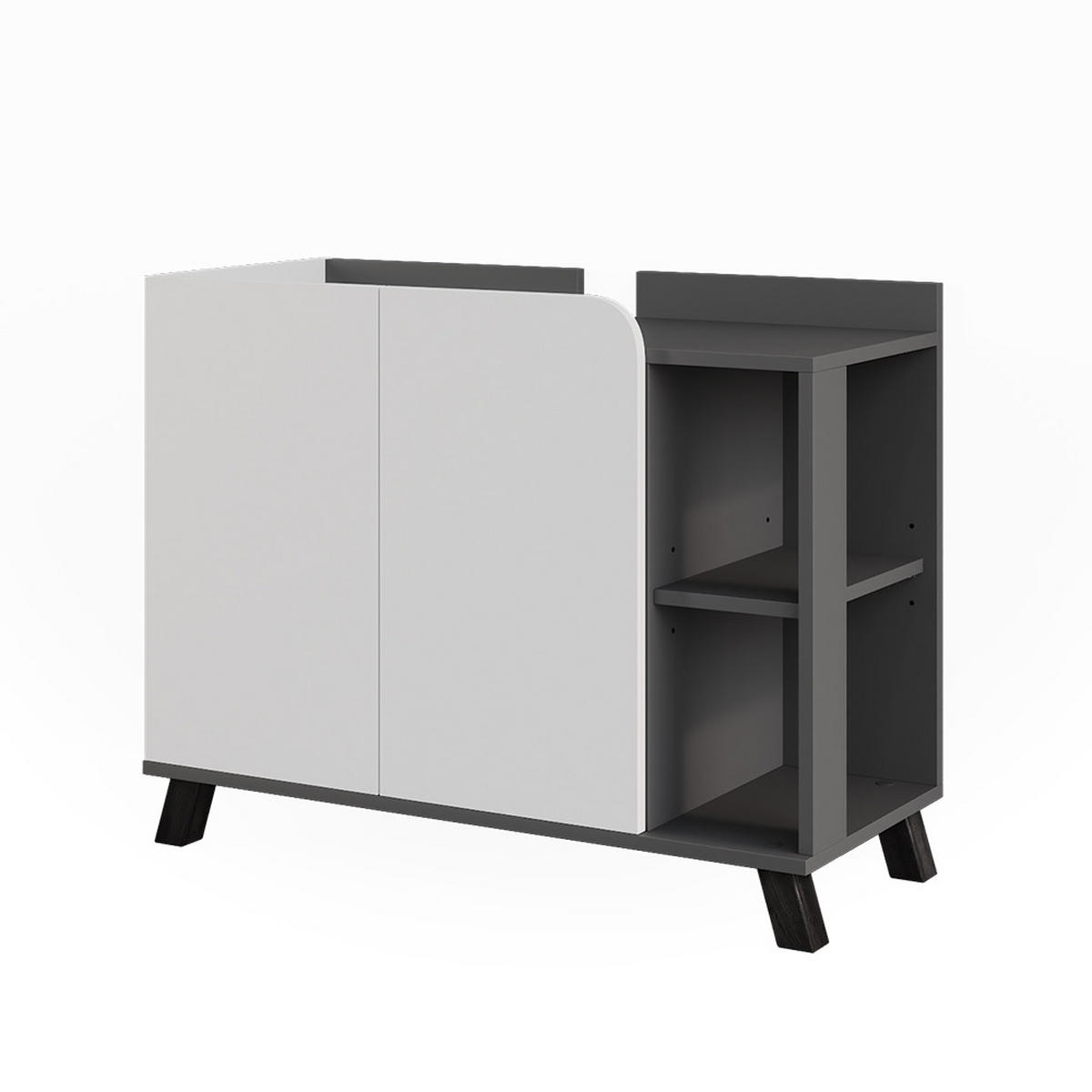 WASCHBECKENUNTERSCHRANK Karen Anthrazit/Weiß 80 x 65 cm mit 2 Türen - Anthrazit/Weiß, Holzwerkstoff (80/65/35cm) - Vicco