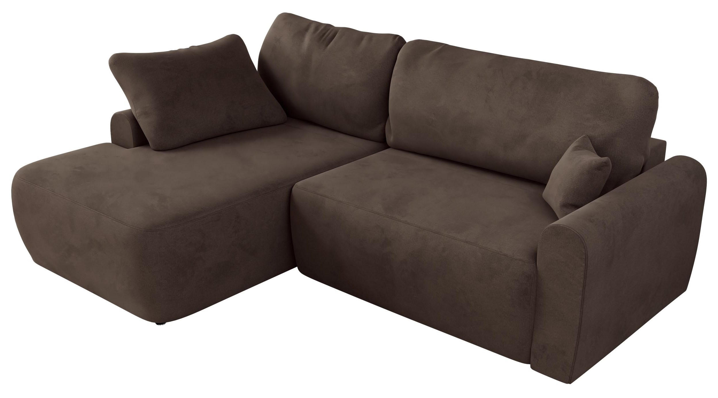 ECKSCHLAFSOFA CUBO L Braun Velvet - links - Schwarz/Braun, Kunststoff/Textil (273/187cm) - MKS