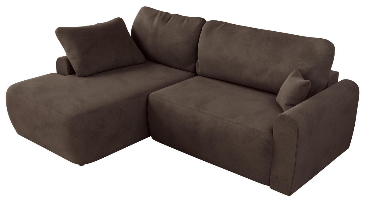 ECKSCHLAFSOFA CUBO L Braun Velvet - links - Schwarz/Braun, Kunststoff/Textil (273/187cm) - MKS