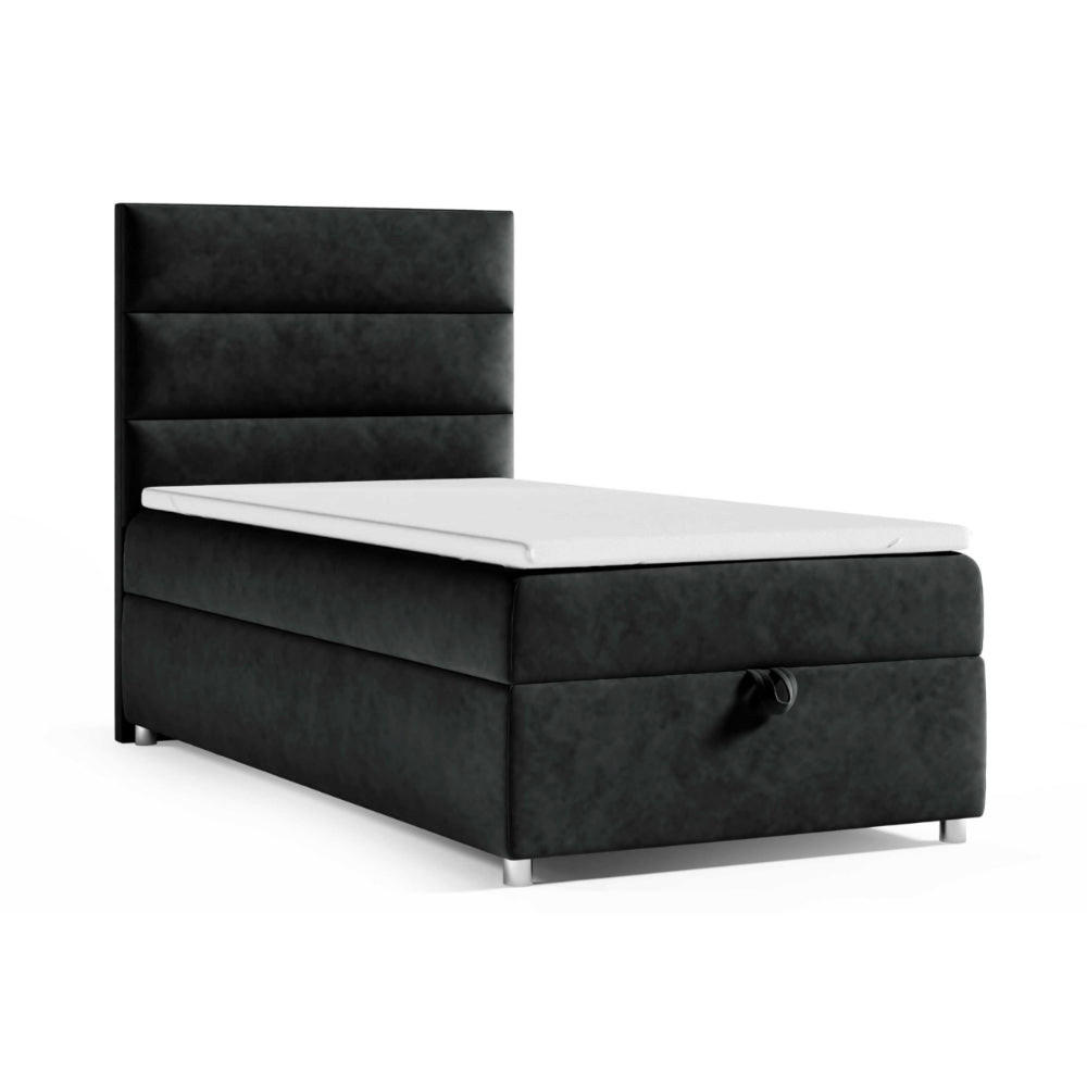 BOXBETT mit Bettkasten Trinity K4-SINGLE Bonellfederkern inkl. Topper - Schwarz, Holz/Holzwerkstoff (70/200cm) - Best For Home