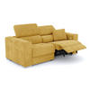 SOFA QUARTZ 3-Sitzer mit 1 Relaxfunktion, honig - Silberfarben/Honig, Holzwerkstoff/Textil (204/80/102cm) - Courtois Laville