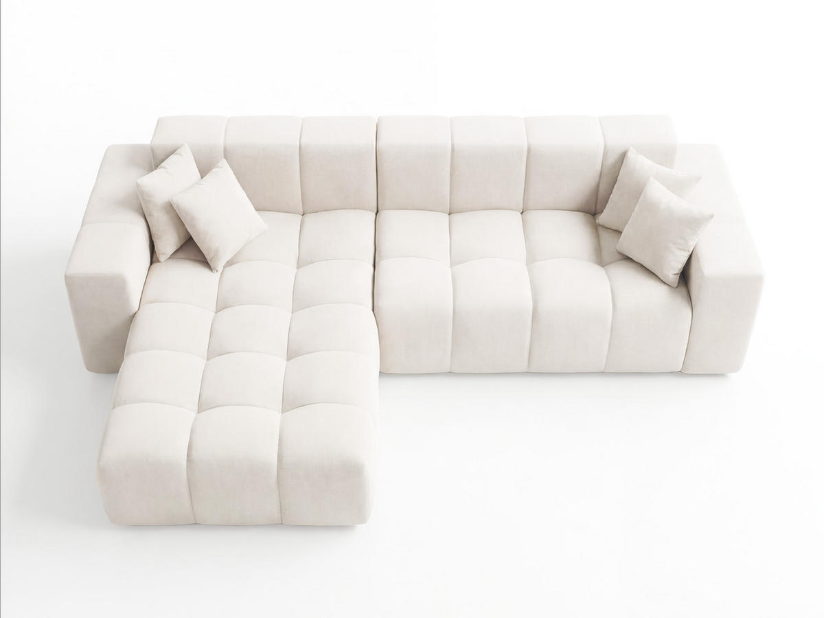 ECKSOFA Loopo Creme Links - Creme, Holz/Textil (265/180cm) - Graingold