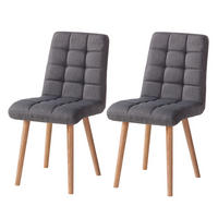 POLSTERSTUHL - Webstoff / Eiche massiv - Dunkelgrau, Textil (42/81/57cm) - home24