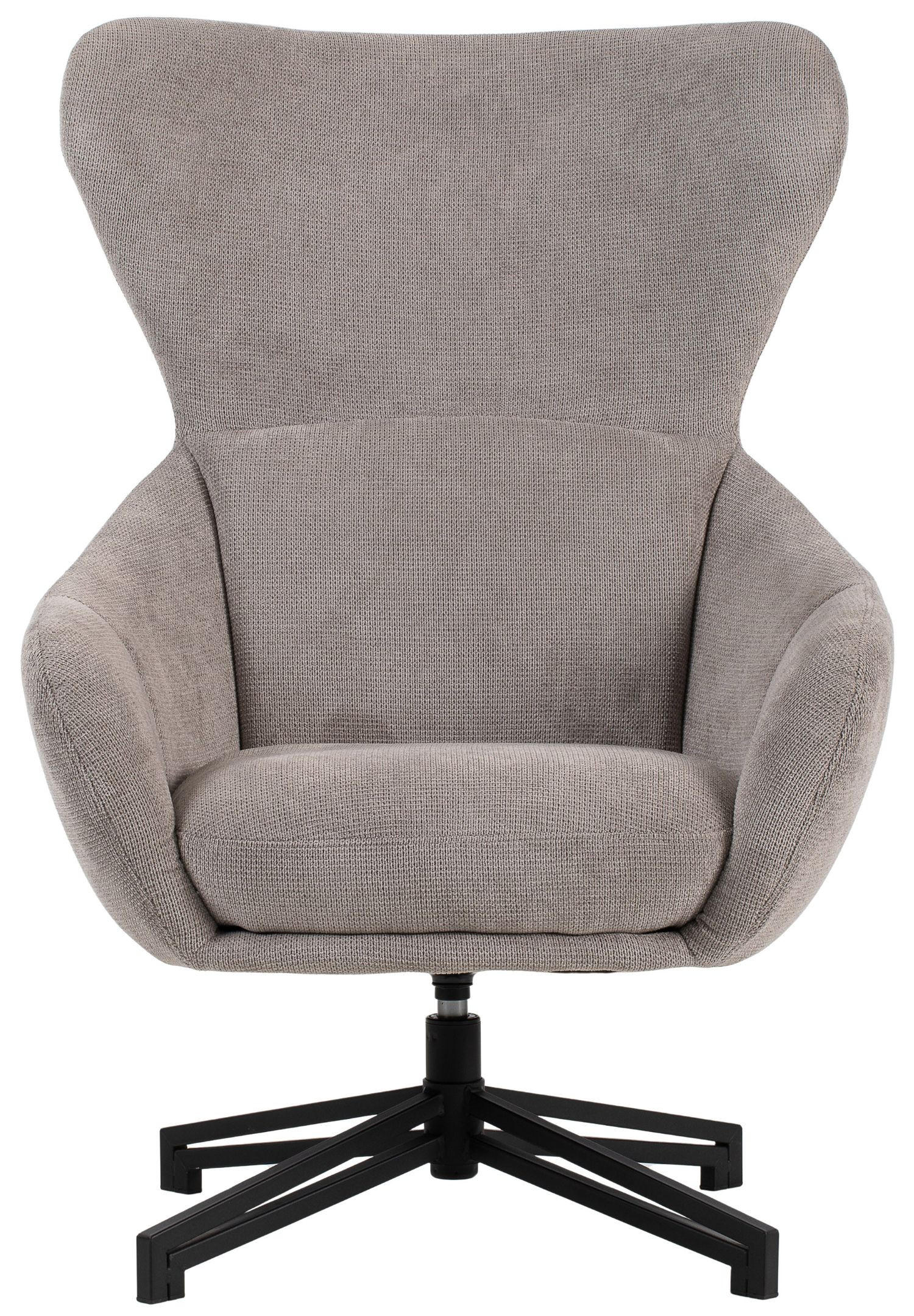 OHRENSESSEL Marconia - drehbar - hellgrau - Hellgrau/Schwarz, Textil/Metall (74/109/80cm) - bene living