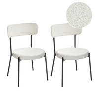 ESSZIMMERSTUHL 2er-Set Bouclé Weiß Allison - Schwarz/Weiß, Textil (47/77/52cm) - Beliani