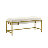 POLSTERBANK LAMO 100 Hellgrau, Goldene Beine - Goldfarben/Hellgrau, Textil/Metall (100/45/35cm) - Bettso