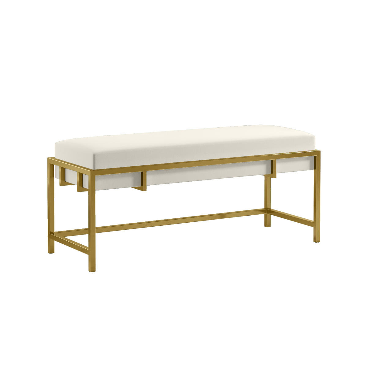 POLSTERBANK LAMO 100 Hellgrau, Goldene Beine - Goldfarben/Hellgrau, Textil/Metall (100/45/35cm) - Bettso