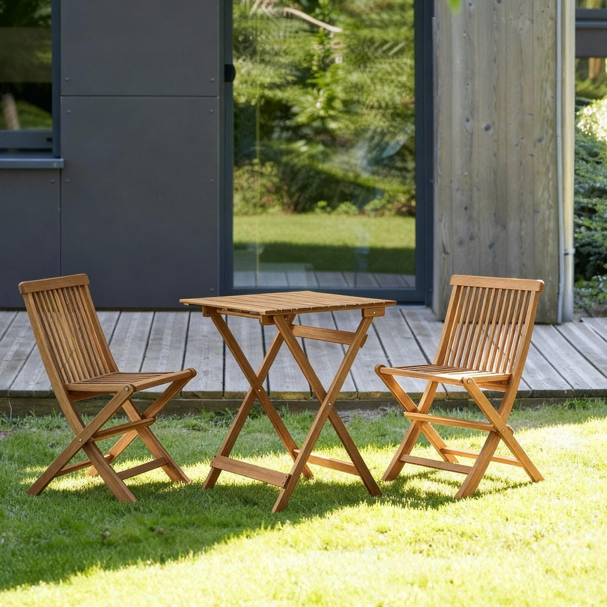 GARTENMÖBEL-SET 2-tlg Bistro Braun aus Akazie - Braun, Holz - Tikamoon