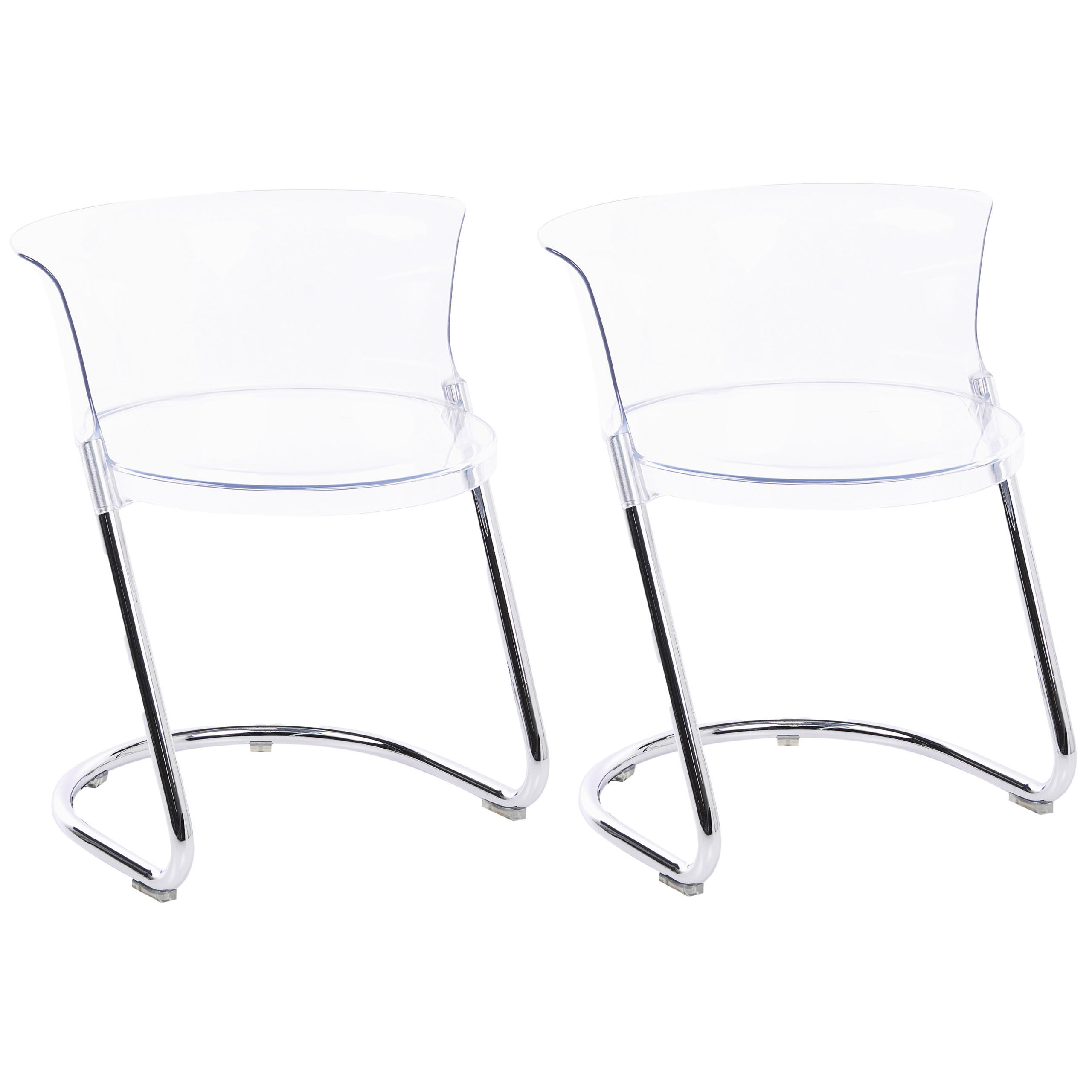 ESSZIMMERSTUHL 2er Set Transparent Oshkosh - Transparent/Silberfarben, Kunststoff (47/63/50cm) - Beliani
