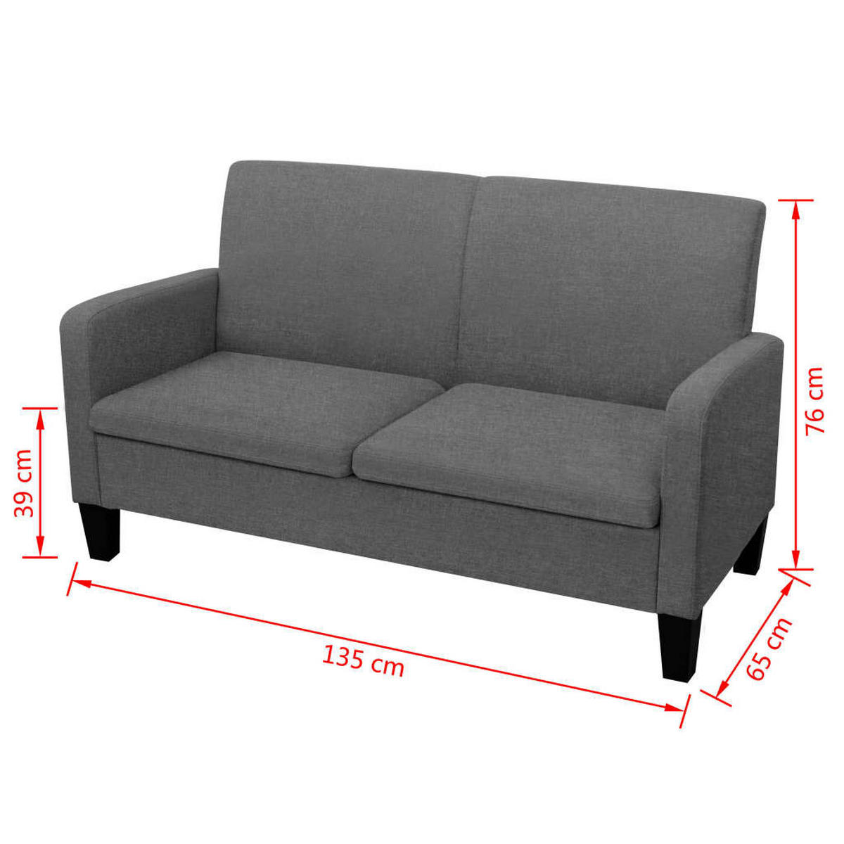 2-SITZER-SOFA Williams - Grau, Textil (135/76/65cm) - Nettlife