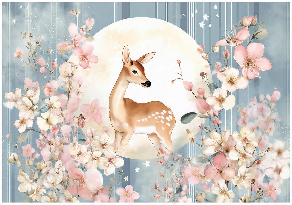 FOTOTAPETE Kinderzimmer Mädchen Tiere Blumen 250x175 - Multicolor, Papier (250/175cm) - Wallarena