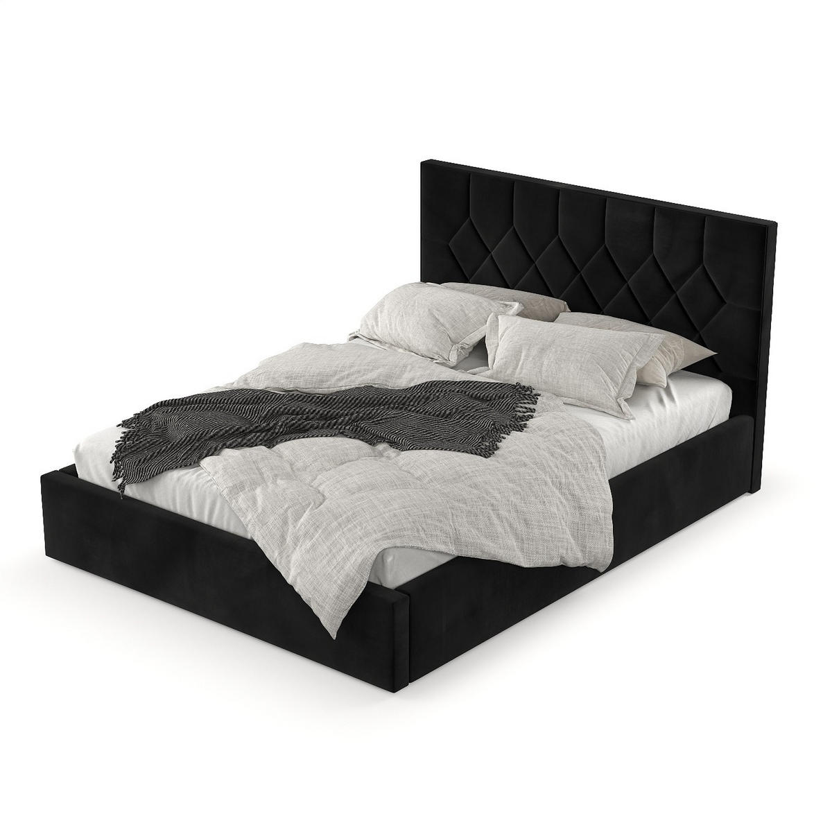 POLSTERBETT Brisa 140/200 cm Schwarz im Kronos Stoff - Schwarz/Naturfarben, Holz/Holzwerkstoff (140/200cm) - AltaBeds