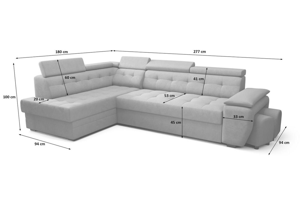 ECKSOFA KONGO RBN15, Eckcouch in L-Form mit Schlaffunktion, Farbe: Weiß, Kunstleder, Ottomane Links - Weiß, Textil (277/180cm) - O-Sofa