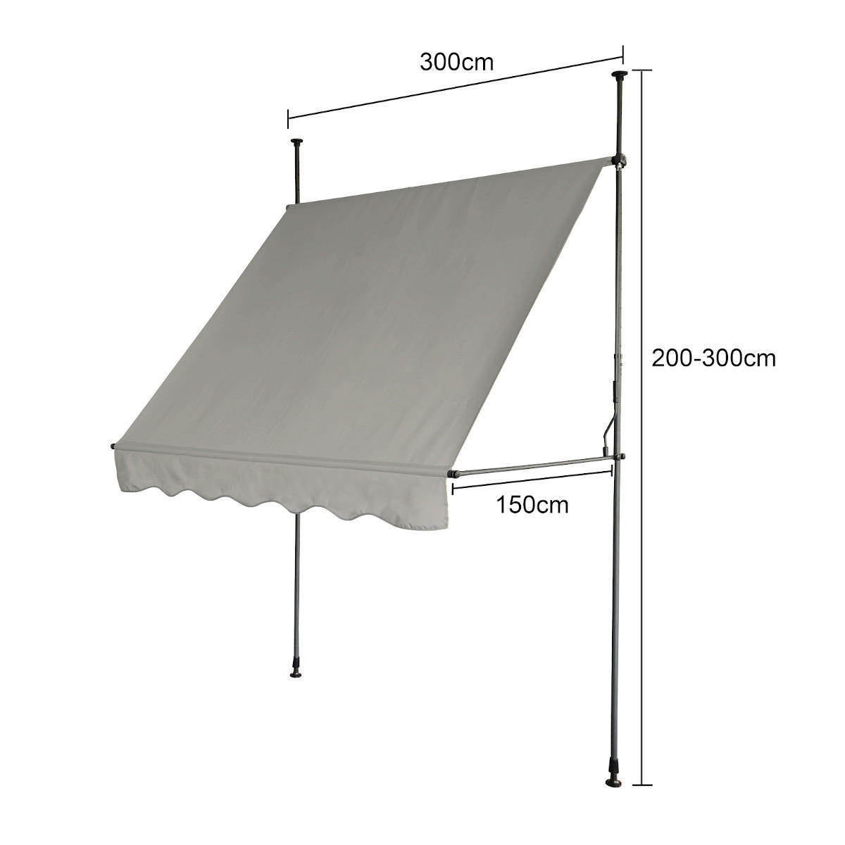 KLEMMMARKISE 150 x 200 cm Hellgrau - Hellgrau, Kunststoff (200/300/120cm) - SVITA