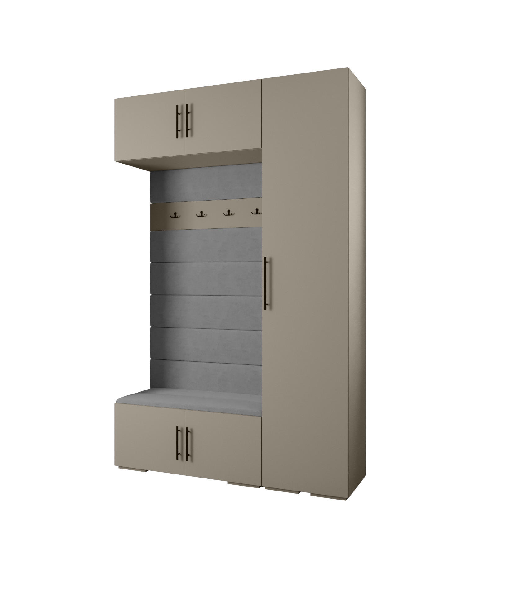 Abiks Möbel Garderoben-Set Kaschmir, Grau, Schwarz 150x236.7x47 cm
