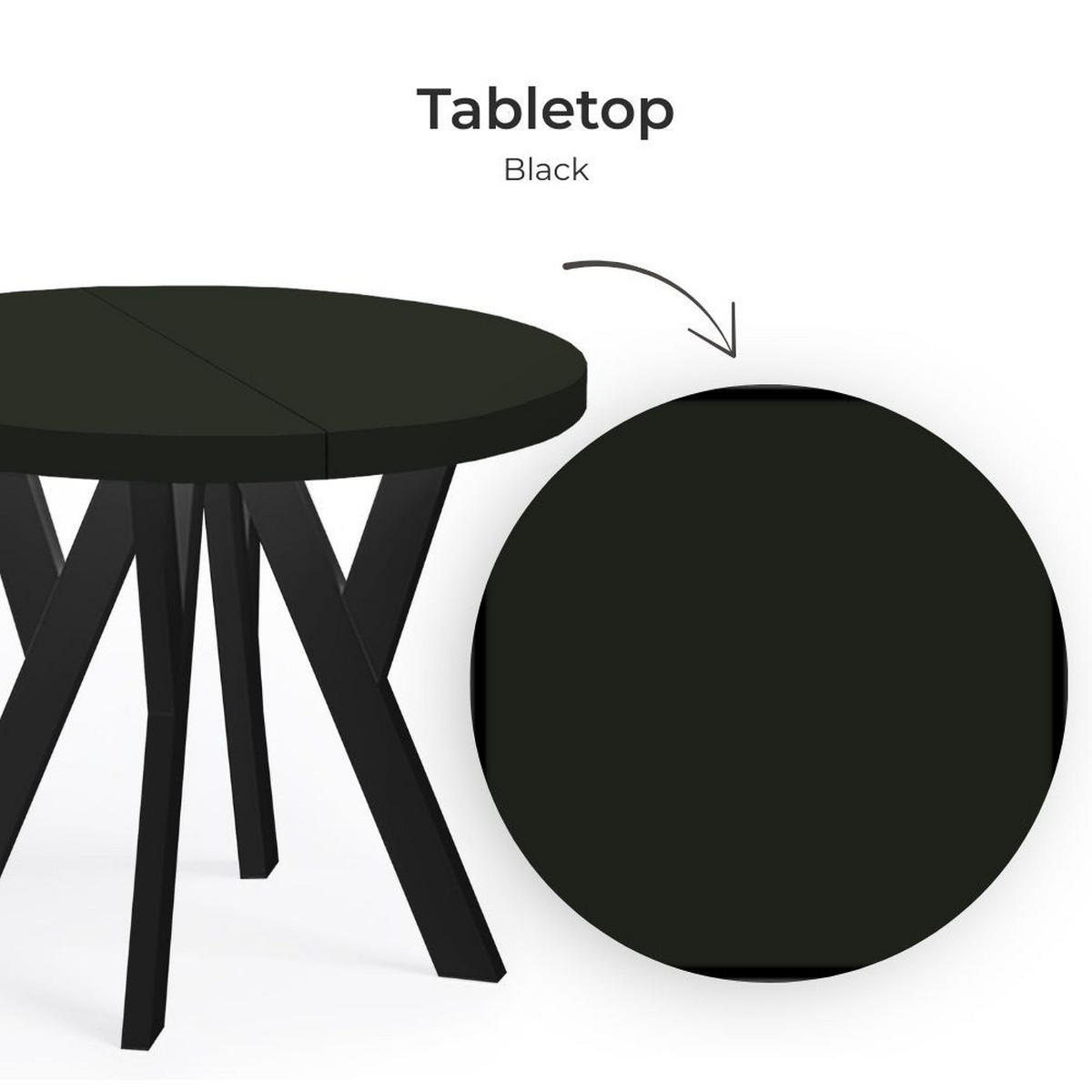 ESSTISCH Runder Ausziehbarer PERO 90/190, Schwarz - Schwarz, Holz (190/90/77cm) - Dekori_Interiors