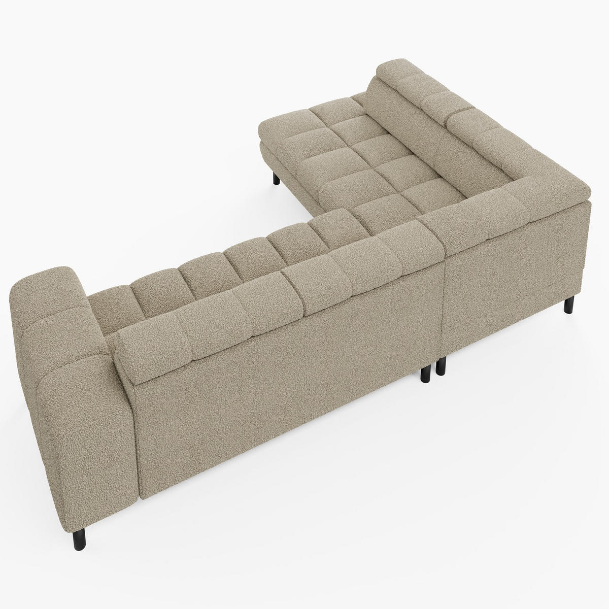 ECKSOFA CANDY CANE Links Weiß Bouclé-Stoff mit Schlaffunktion und Bettkasten - Weiß, Textil (264/192cm) - Barchello