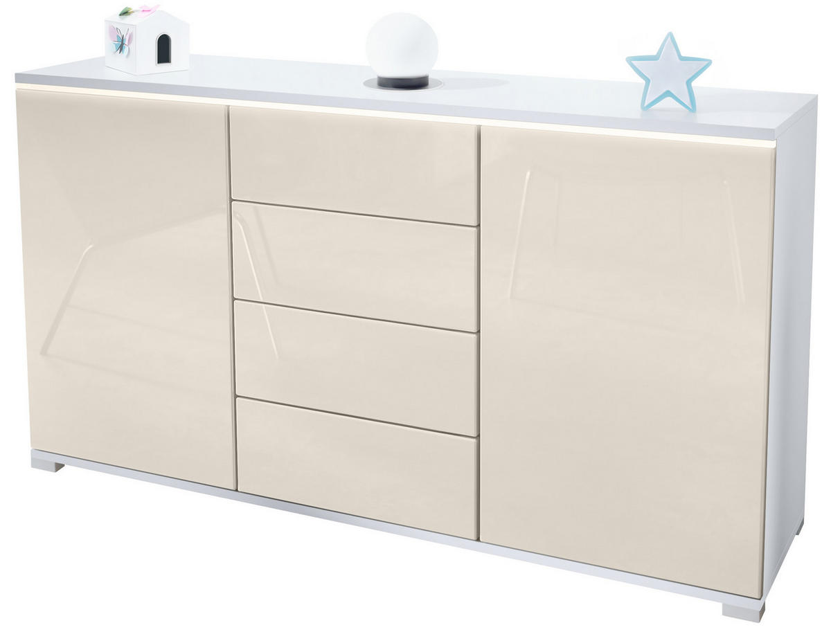 SIDEBOARD Faro Creme Hochglanz - Creme, Holzwerkstoff (138.5/75.5/35cm) - Vladon