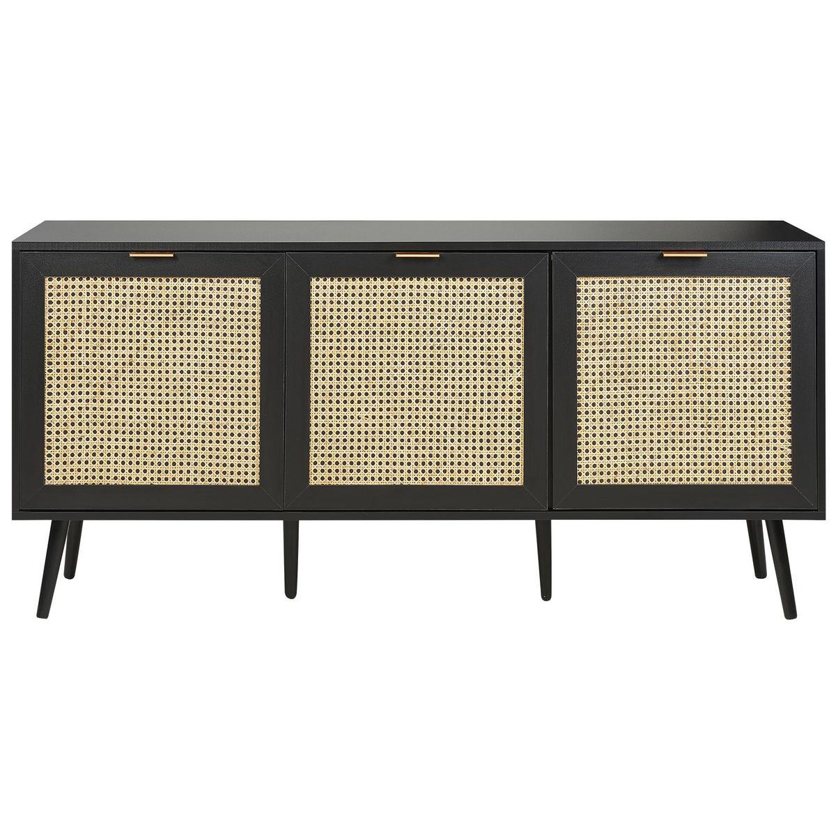 SIDEBOARD Schwarz Opoco - Beige/Schwarz, Holzwerkstoff (150/71/40cm) - Beliani