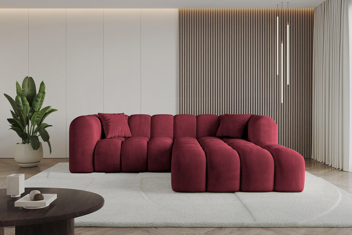 ECKSOFA Ottomane Rechts OLEA-L1 - 231x173x74 cm Bordeaux - Bordeaux/Schwarz, Holzwerkstoff/Kunststoff (231/173cm) - ALTDECOR