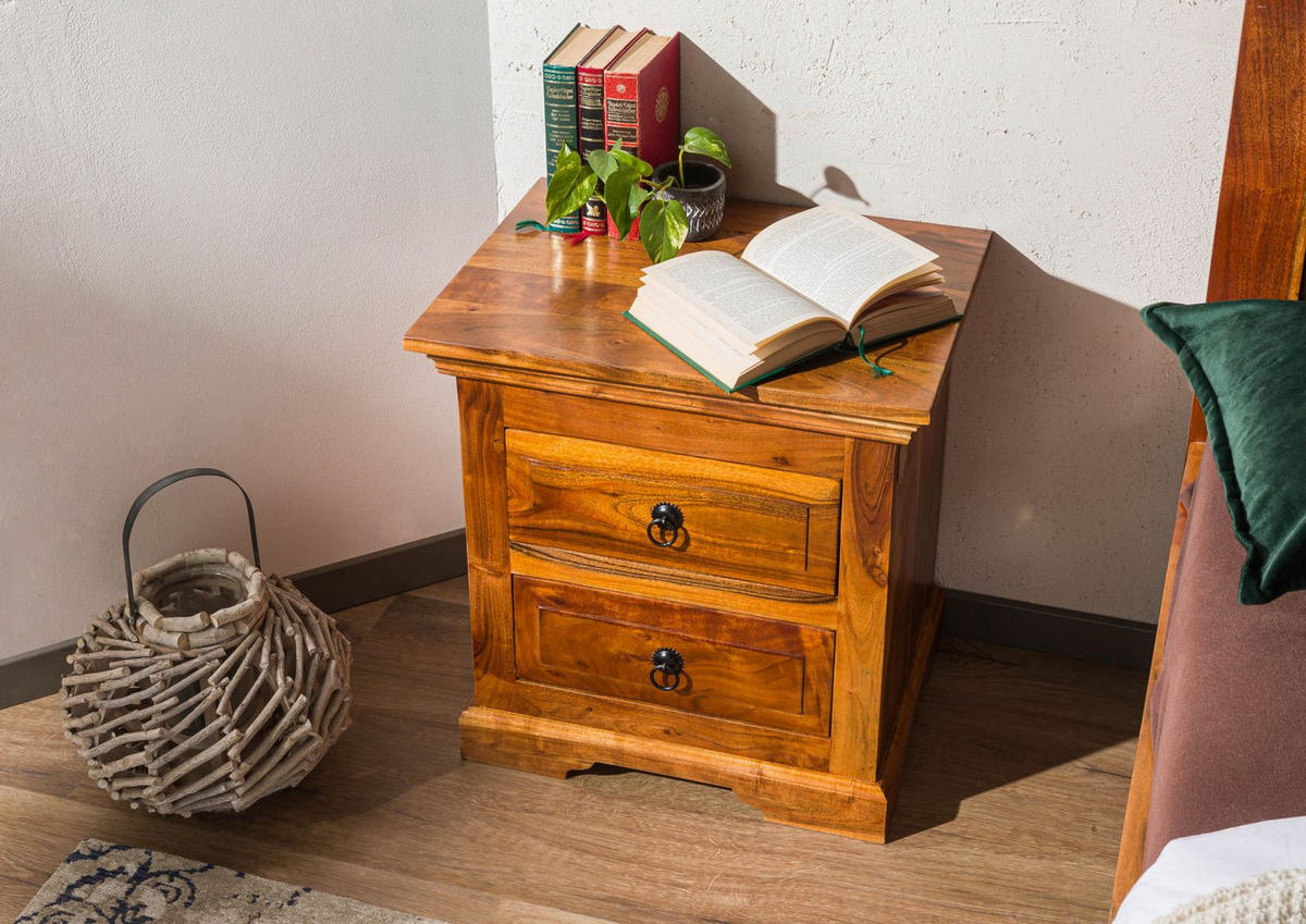 NACHTTISCH Akazie 52x40x54 honig lackiert OXFORD #0905 - Braun, Holz (52/54/40cm) - Massivmoebel24