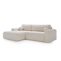 ECKSOFA Aurora Weiß, mit Schlaffunktion in Lambi Stoff, linke seite - Weiß, Holzwerkstoff/Textil (257/177cm) - Bettso