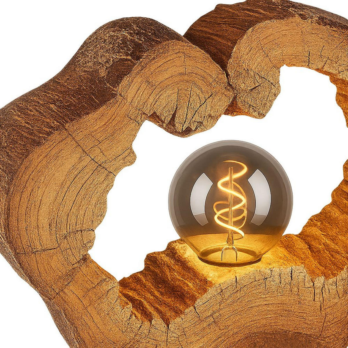 LED TISCHLEUCHTE VINZENZ Braun Holzoptik - Braun, Kunststoff (30.5/8.5/25.5cm) - Globo Lighting