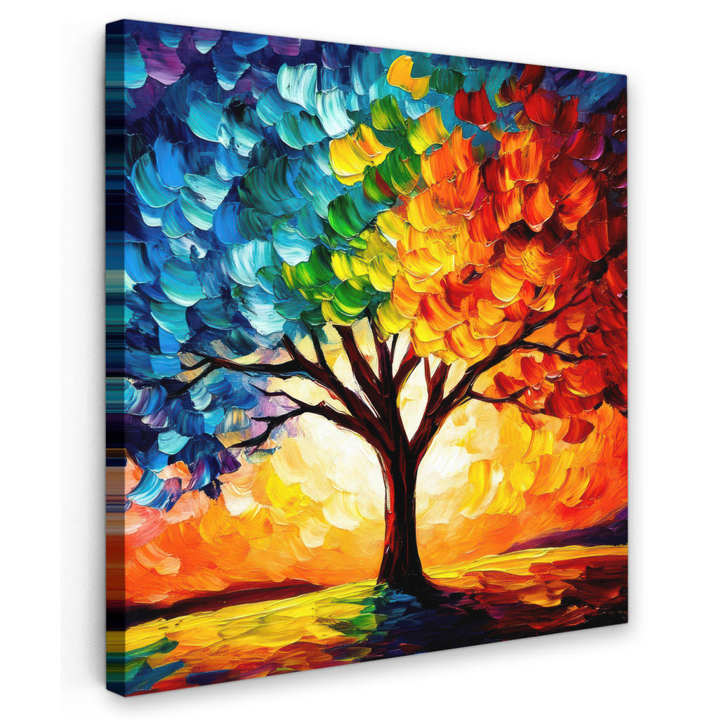MuchoWow OBRAZ NA PLÁTNĚ Strom - umění - příroda - západ slunce 50x50 cm