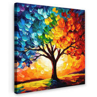 OBRAZ NA PLÁTNE Strom - umenie - príroda - západ slnka 90x90 cm - viacfarebná, textil (90/90cm) - MuchoWow