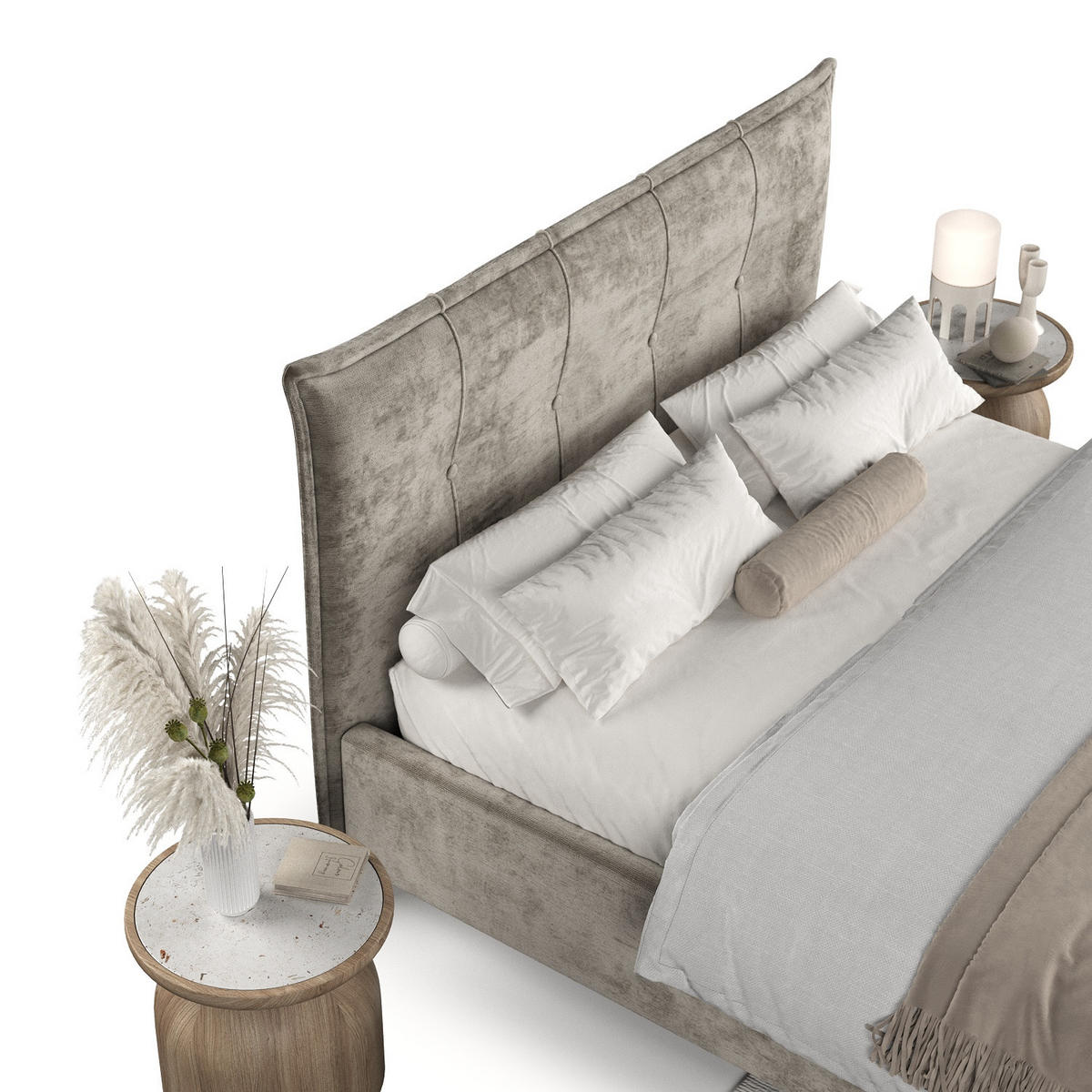 POLSTERBETT Plaza 180/200 cm Beige im Lotta Stoff - Beige/Naturfarben, Holz/Holzwerkstoff (180/200cm) - AltaBeds