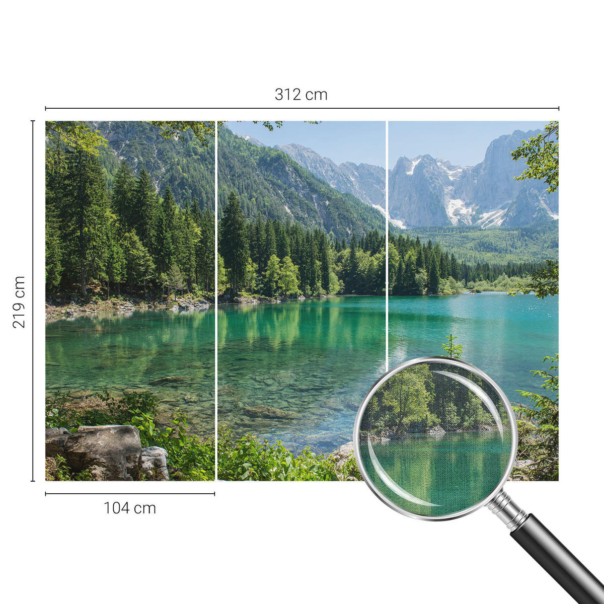 FOTOTAPETE 312x219 cm - Grüner See - Grün, Textil (312/219cm) - Wallfluent