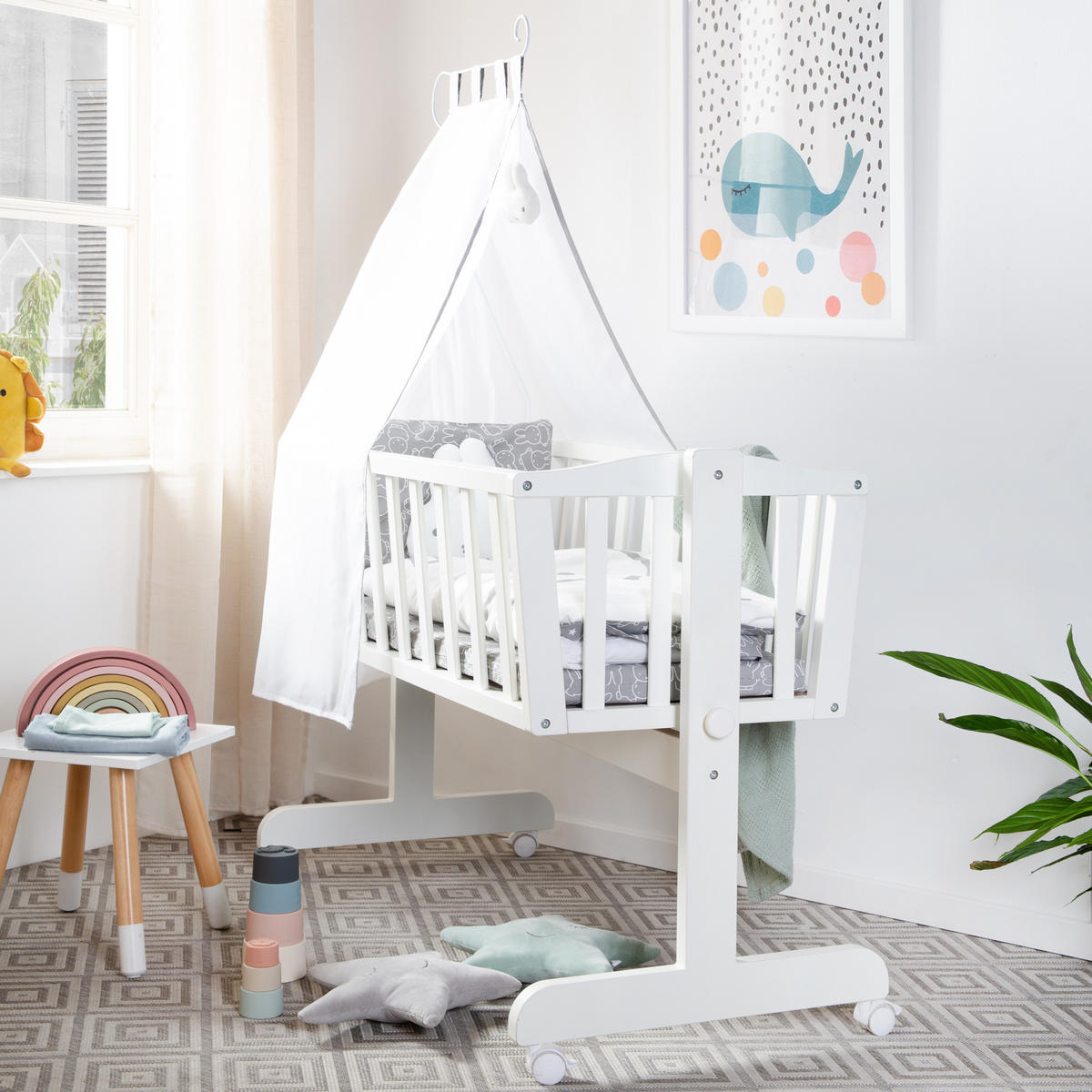 BABYWIEGENSETT Miffy - Weiß, Holzwerkstoff/Textil (40/90cm) - Roba