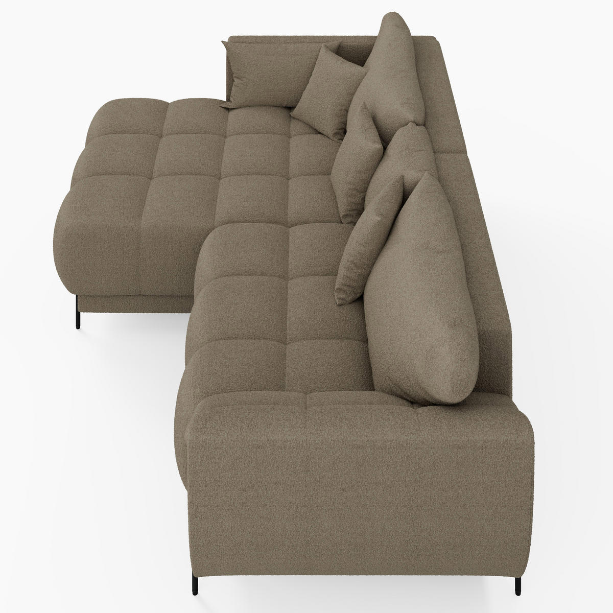 ECKSOFA LEGRO Links weiß Bouclé-Stoff L-Form Couch mit Schlaffunktion & Bettkasten - Schwarz/Weiß, Holz (180/285cm) - Barchello