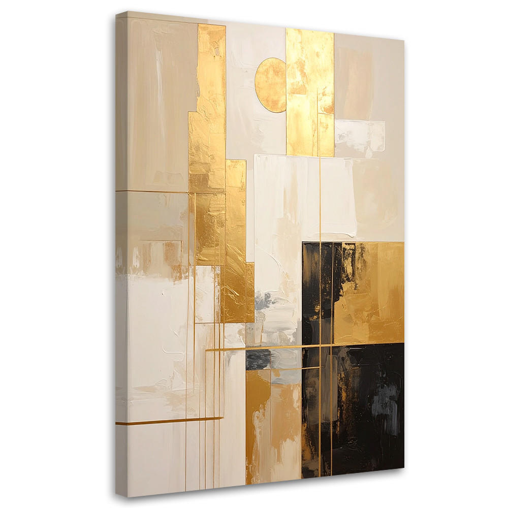 LEINWANDBILD, Beige und goldene geometrische Abstraktion - Beige, Textil (20/30cm) - Feeby